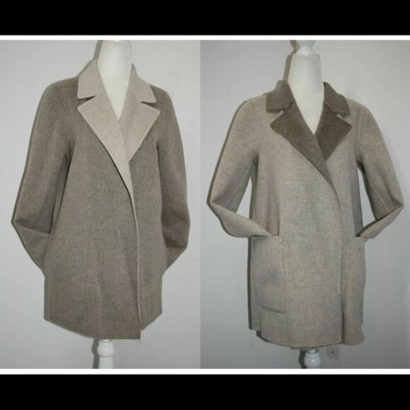 New Theory Sileena R Winsome open front spread collar reversible cashmere coat - Picture 2 of 16